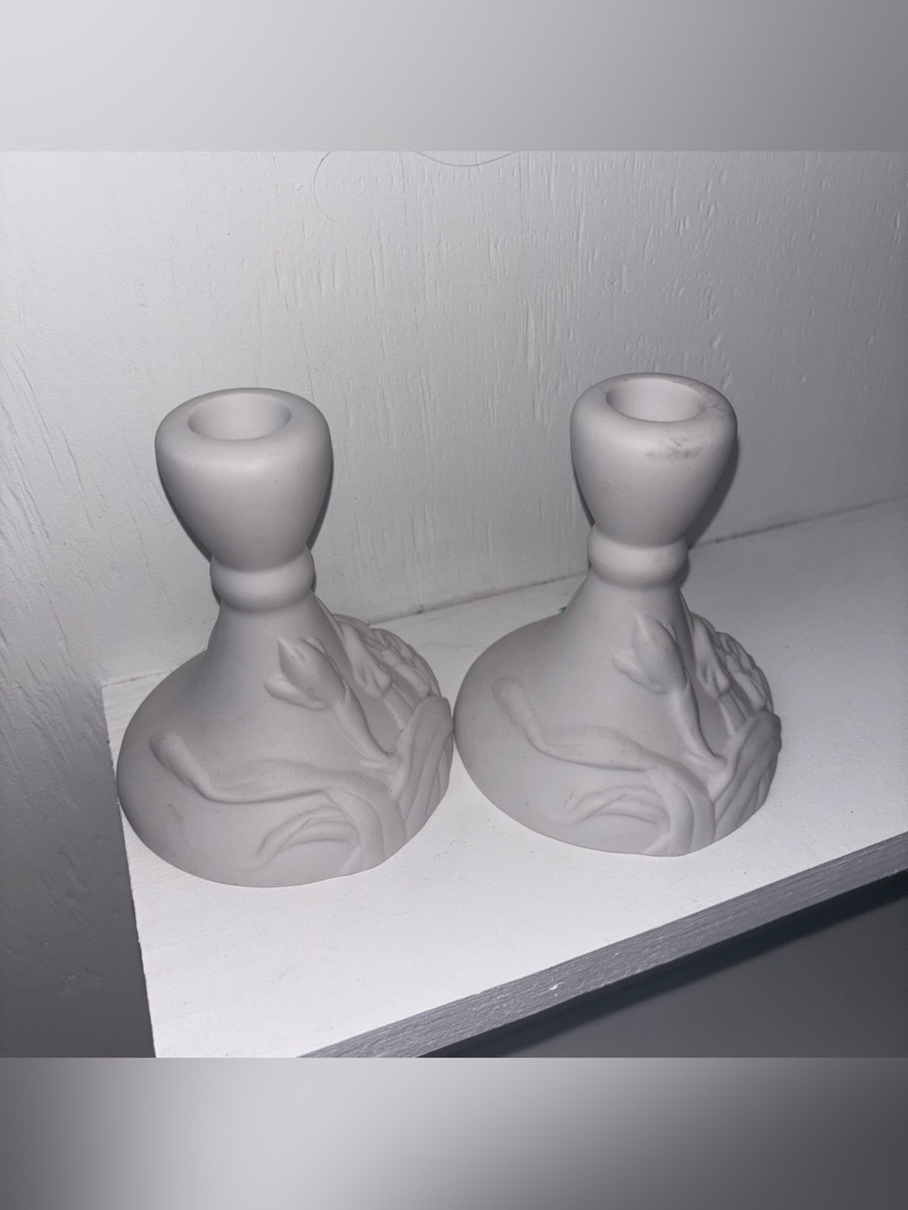 Vintage Ceramic Floral Candle Stick Holders Set of 2